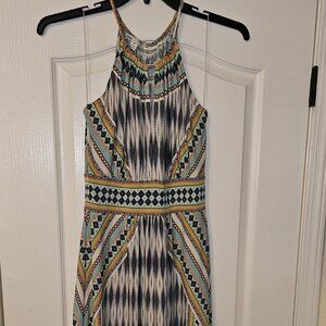 London Times brand maxi Dress geometric pattern halter top Size 8